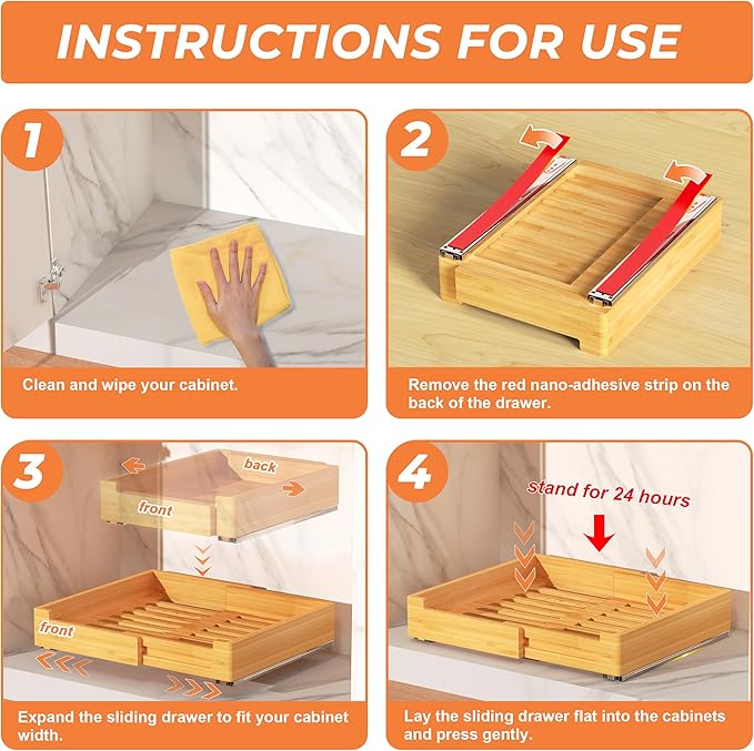 Kitchen Cabinet Pull Out Shelves, Adjustable Wooden Drawers for Cabinets, Cabinet Slide Out Shelves in Kitchen, Pantry or Bathroom