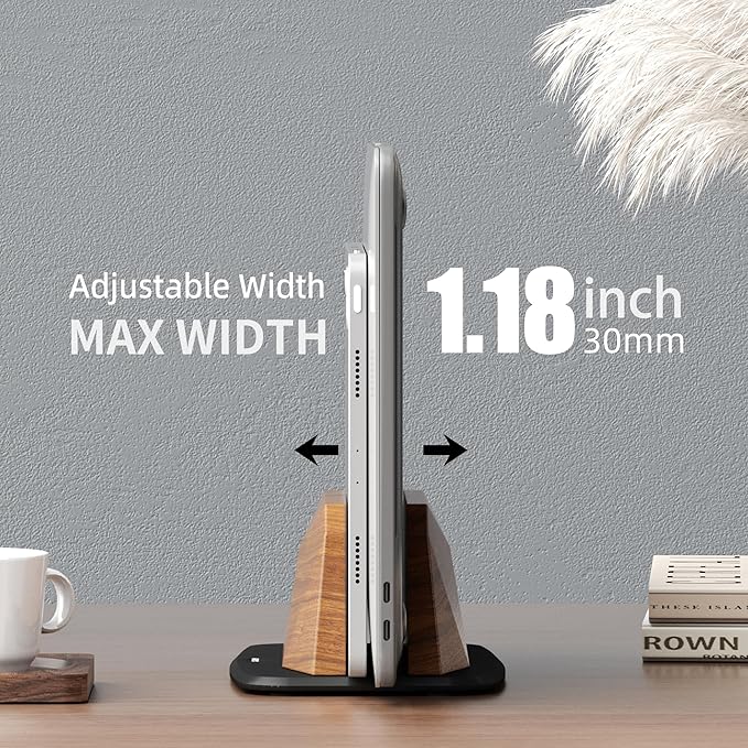 Vertical Laptop Stand - Walnut Adjustable Laptop Holder,Desktop Dock Compatible with All MacBook, Surface,Chromebook,Dell & More(Walnut)