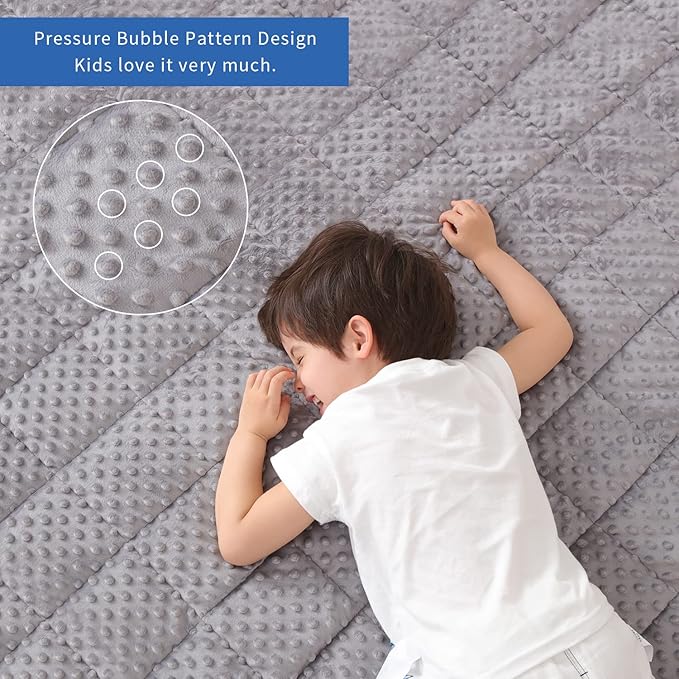 Kids Weighted Blanket Twin 5lbs (36"×48",Gray) Breathable Soft Minky Weighted Throw Blanket for All Season,Heavy Blanket with Premium Glass Beads