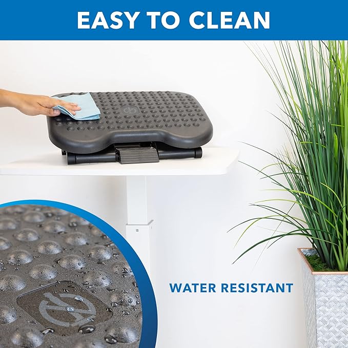 Mount-It! Ergonomic Under Desk Footrest with 3 Height Levels |Height Adjustable Tilting Foot Stool | Home Office Footrest with Massage Surface for Improved Circulation (MI-7801)