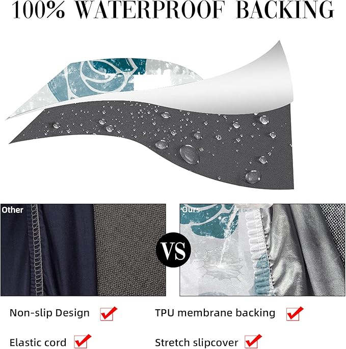 8Pcs Stretch Patio Cushion Covers Outdoor Cushion Cover, Jacquard Stretch Cushion Covers, Cover Replacement, Outdoor Sofa Covers, Washable Furniture Couch Cushion Cover (Blue Rose)