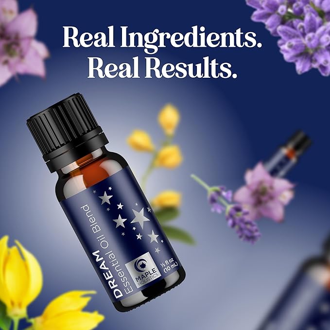 Sleep Essential Oil Blend for Diffuser - Dream Essential Oils for Diffusers Aromatherapy and Relaxation with Clary Sage Ylang-Ylang Roman Chamomile and Lavender for Sleep Time Support (10mL)