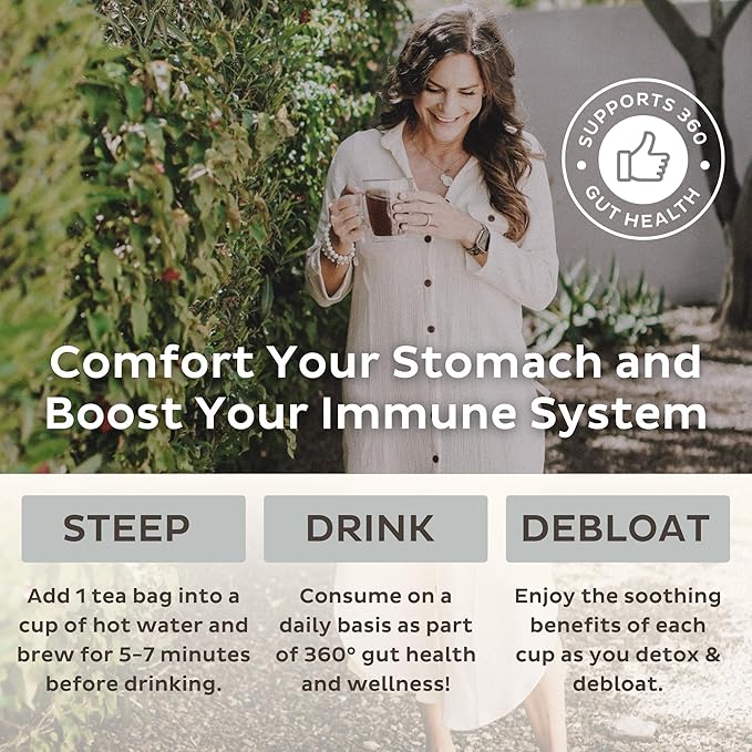 Trust Your Gut Wellness Shield Organic Herbal Tea Blend with Echinacea, Ginger, Cinnamon – Strengthens Immune System, Reduces Inflammation & Supports Healthy Digestion, 30 Bags