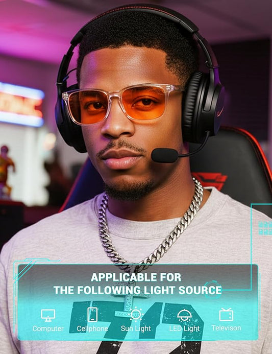 TIJN Blue Light Blocking Glasses Dual AR Coatings Amber Orange Lens for Computer Gaming