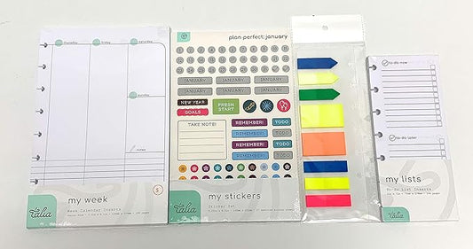 Talia Discbound Notebook Refills (Weekly Undated ORG Kit, Junior (5.5in x 8.5in))