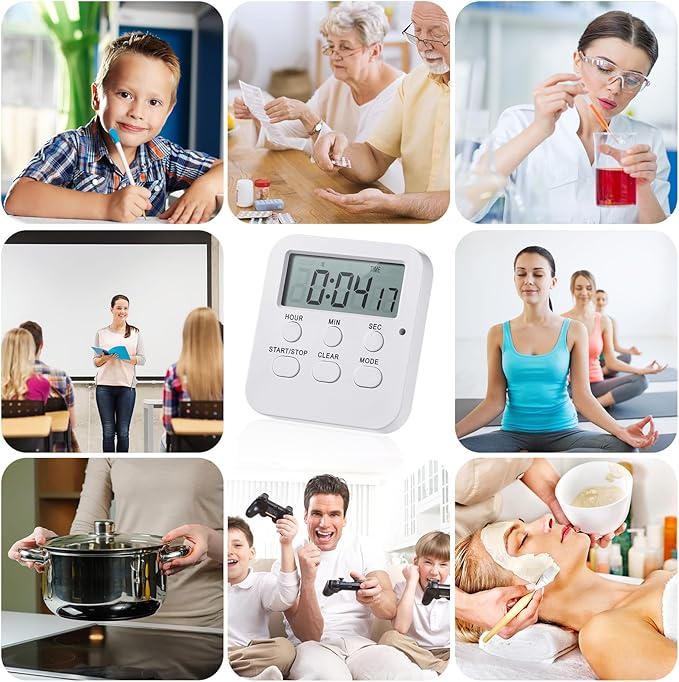Weewooday 12 Pcs Digital Kitchen Timer - Count Up/Down Large Digits Egg Timer with Loud Alarm for Teacher, Kids, Cooking, Baking, Sports, Office (Cute Style)