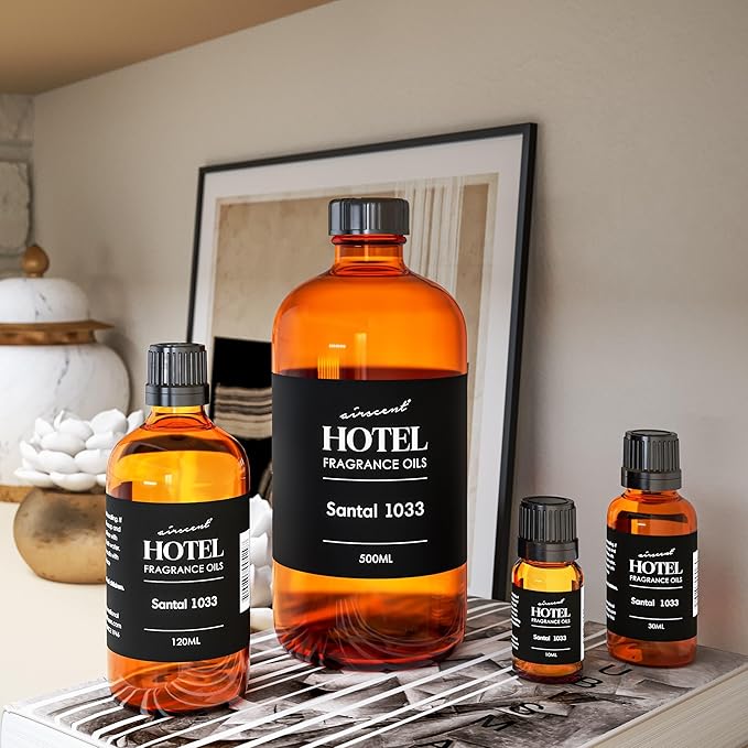 AirScent Santal Diffuser Oil No. 1033 - Santal-33 Inspired Perfume Dupe - Premium Fragrance Oil Blend for Ultrasonic and Waterless Diffusers and Crafting - 500 mL, 16.9 fl oz Glass Bottle