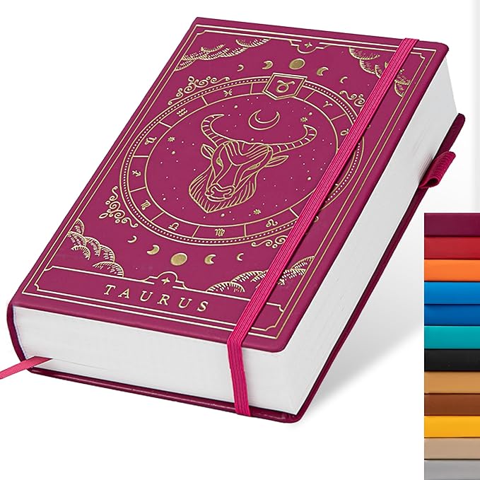 TIEFOSSI Constellations Dotted Journal Notebook-A5 Writing journals with 100gsm 400pages Paper, Hardcover Bullet Organizers Notebook for Women, Men, Teens (Taurus)