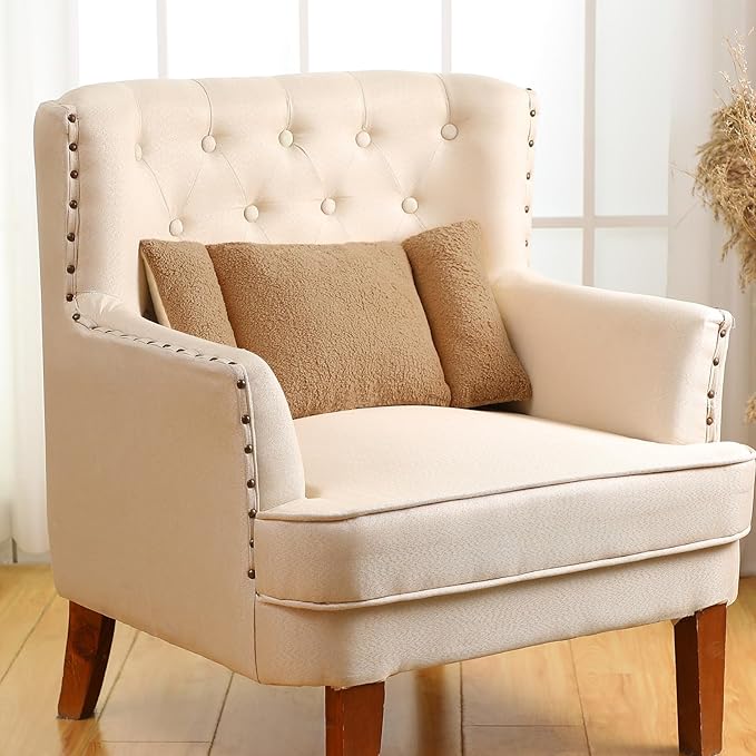 Queekay Fleece Lumbar Support Pillow 3 Section Back Pillow Office Chair for Back Support Comfortable Lumbar Cushion for Car Seat Pain Relief Sofa Rest(Light Tan)