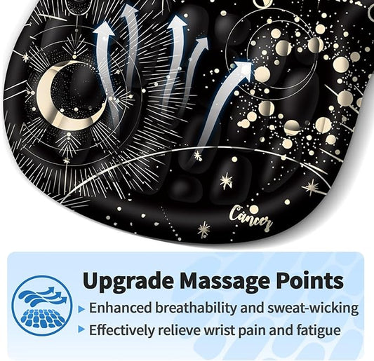 Ergonomic Mouse Pad with Wrist Rest Support, Mousepad with Comfortable Memory Foam Wrist Rest and Non-Slip PU Base for Pain Relief, Computer, Laptop, Office, Home (Constellation)