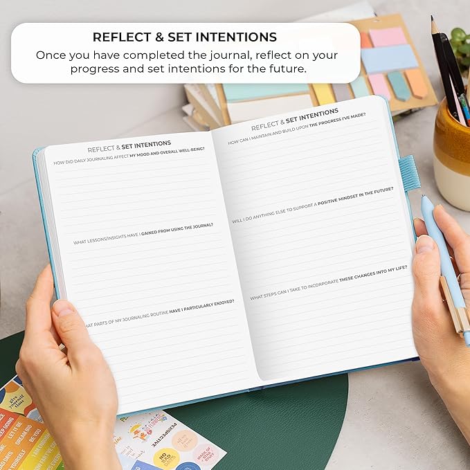 Clever Fox Four-Minute Journal – Daily Positivity Journal with Prompts – Motivational Affirmation, Mental Health & Habit Tracker (Aquamarine)