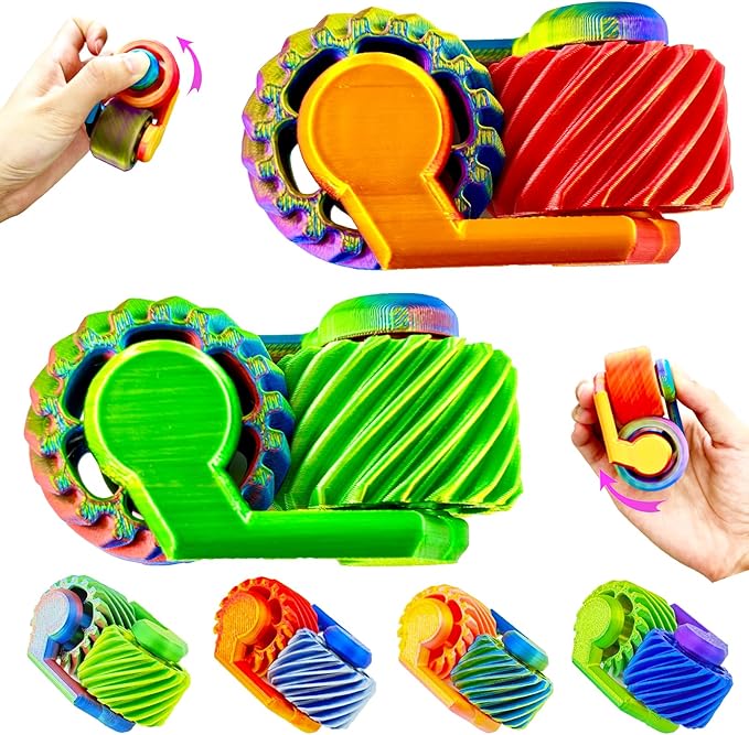 2Pack 3D Printed Spiral Fidget Spinner Toys Gears,Fidget Toys for Kids Adults, Sensory Toy for Anxiety Stress Relief, Novelty Gifts for Friends,Valentine Christmas Classroom Gifts for Kids