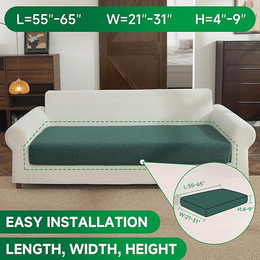 Couch Cushion Covers for Sectional Sofa, Stretch Soft Sofa Slipcovers Washable Wear-Resistant Universal Furniture Protector for Living Room(1 Piece Large Cover, Green)