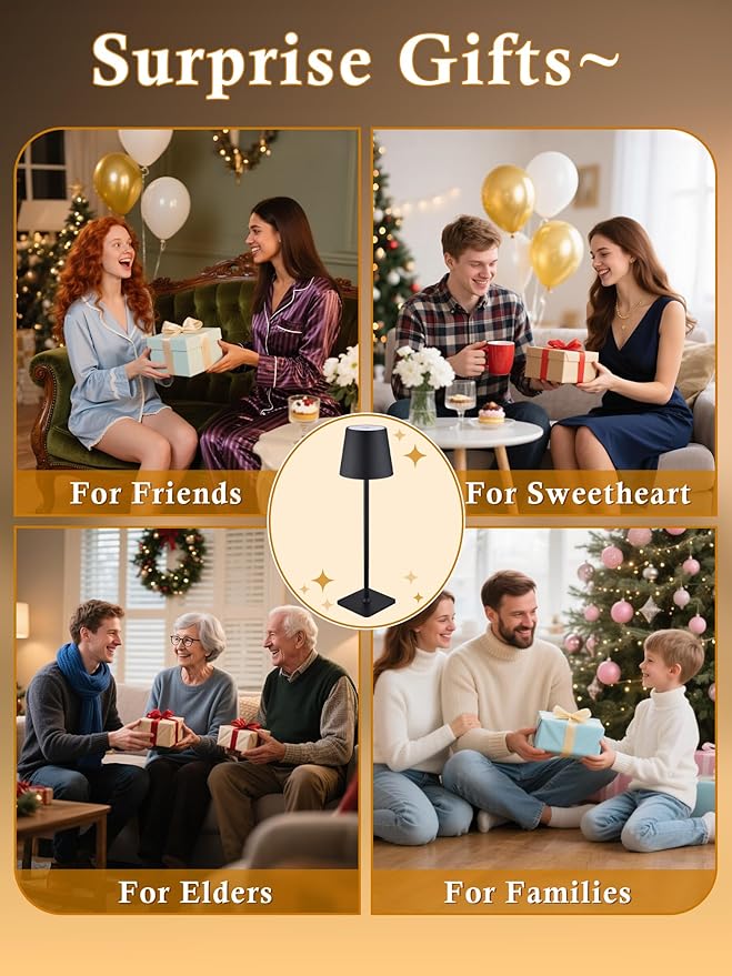 Cordless Lamps Set of 2,6000mAh Battery Powered Lights,Dimmable+3 Colors Rechargeable Lamps Cordless Table Lamp,Portable Light,Wireless Lamp for Bedroom/Living Room/Kitchen/Bathroom/Outdoor