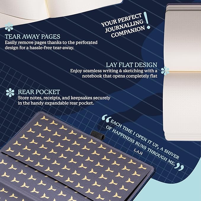 Dingbats* Wildlife Lined Writing Journal Notebook A5 - Vegan Leather Hardcover - Ideal for Work, Travel - Pocket, Elastic Closure, & Bookmark