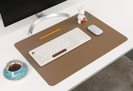 Dual-Sided Leather Desk Pad,Blotter for Laptop Computer,Mouse Pad,Writing,Drawing,Arts and Craft Mat (17"x24", Khaki)