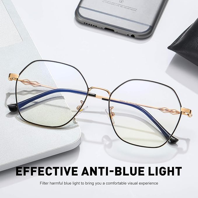 DUCO Small Round Blue Light Glasses For Women Men Blue Ray Blocking Glasses 8215