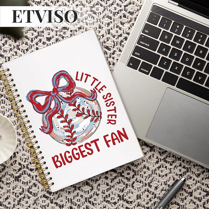Red Coquette Bow Baseball Notebook, Baseball Fan Gifts Notebooks for Note Taking, Baseballs Lover Gifts Journal, Little Sister Biggest Fan Journals for Writing, 5.5x8.3 Inch