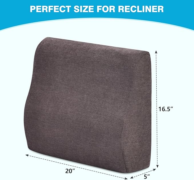 TANYOO Back Support Pillow for Recliner Dual Layer Lumbar Support Pillow with Gel Memory Foam Ergonomic Orthopedic Couch Lumbar Cushions for Elderly Lower Back Pain Relief Washable Cover Brown