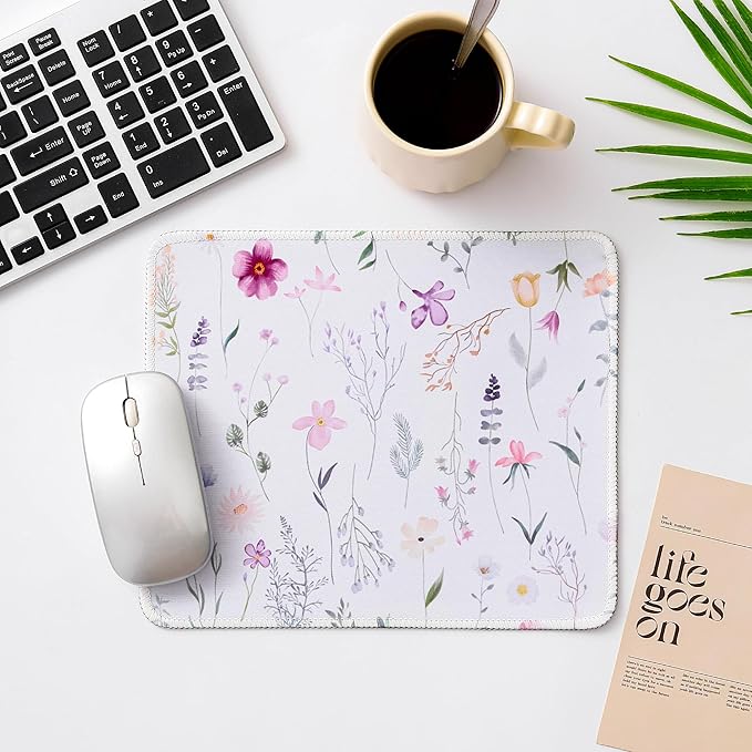 ALOANES Waterproof Mouse Pad with Stitched Edge, Premium-Textured Mouse Mat, Non-Slip Rubber Base Mousepad for Laptop, Computer & PC, Desk Mat for Gamer, Office & Home, Floral