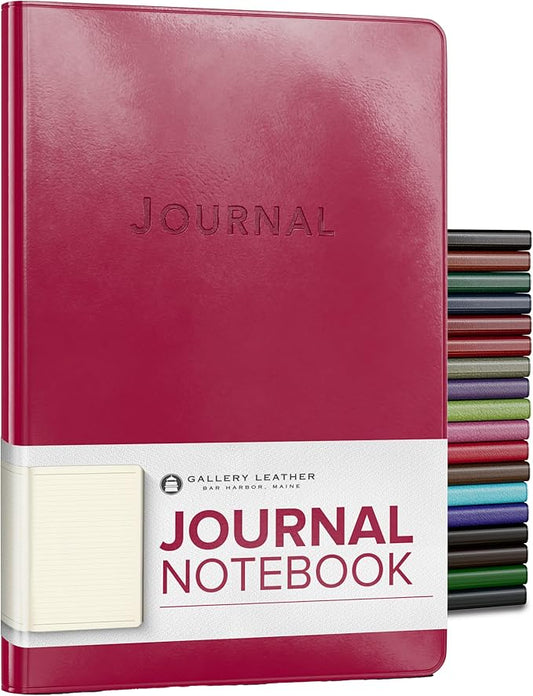 Gallery Leather Journal Notebook - 192 Pages, Softcover, For Men and Women, For Writing, Work & Travel, Handcrafted - Acadia Wild Rose - 8 x 5.5, Desk Lined