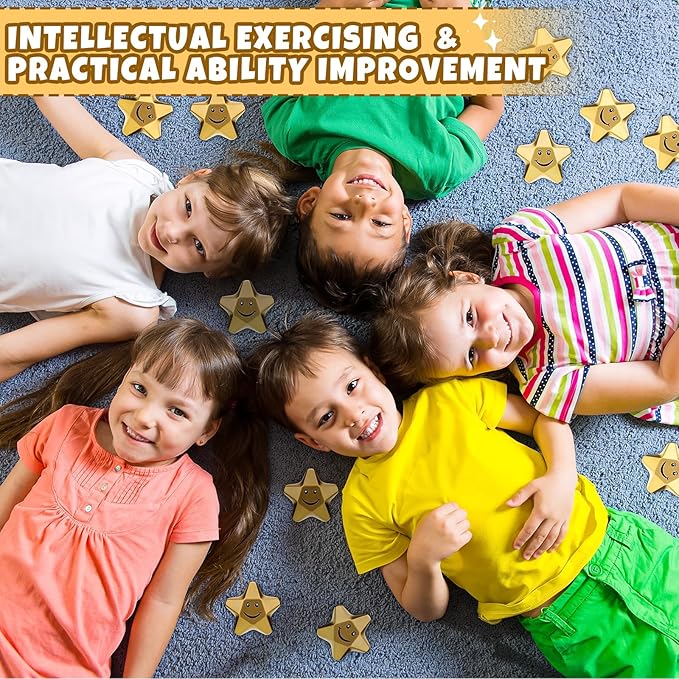 Deekin 36 Pieces Star Stress Balls Mini Foam Ball Stress Relief Toys for Teens and Adults Student Bag Fillers, Gold(Smile,3.1 Inch)