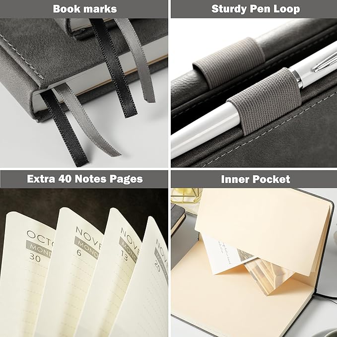 Planner 2026 - Weekly & Monthly 2026 Planner with Pen Loop, Jan 2026 - Dec 2026, to Achieve Your Goals & Improve Productivity, Thick Paper, 40 Note Pages, Inner Pocket, 5.75" x 8.25" - Grey