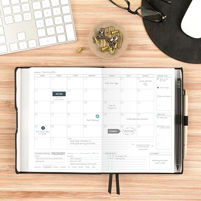 AT-A-GLANCE Foundation Goal Setting Planner, Undated Weekly & Monthly Journal, Track Progress, Create Habits, 5-3/4" x 8-1/4", Black (FD2-200-05)