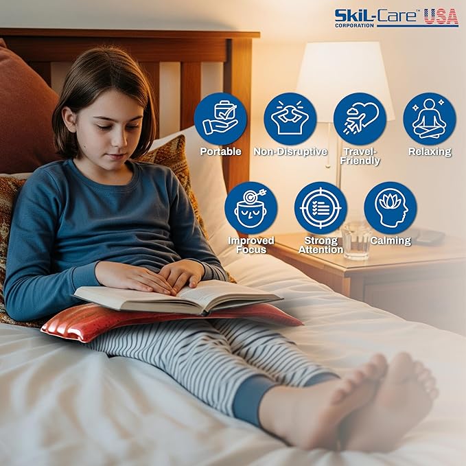 Skil-Care Weighted Rectangular Lap Pad, Red, 3 Lbs, 7" x 16"- Vinyl Covered, Heat Sealed, Calms and Stimulates, Easy to Clean, 914505