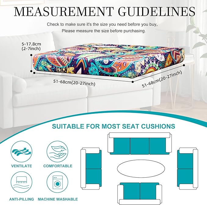 12 Pcs Stretch Patio Cushion Covers,Outdoor Couch Covers Replacement,Outdoor Couch & Sofa Slipcovers,for Patio Furniture Cushion Covers,Washable Reusable Furniture Protector (Rococo ,Cover Only)