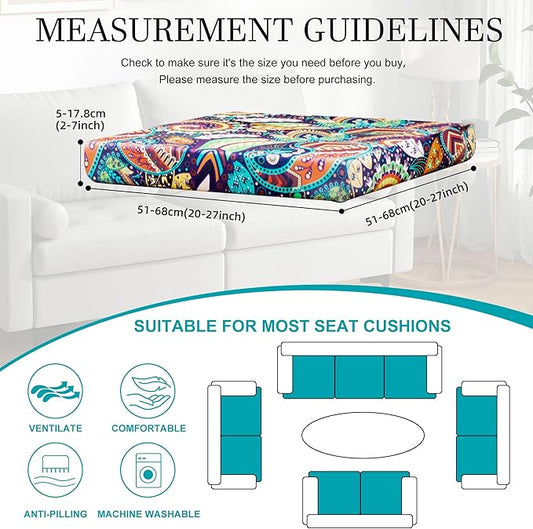 12 Pcs Stretch Patio Cushion Covers,Outdoor Couch Covers Replacement,Outdoor Couch & Sofa Slipcovers,for Patio Furniture Cushion Covers,Washable Reusable Furniture Protector (Rococo ,Cover Only)