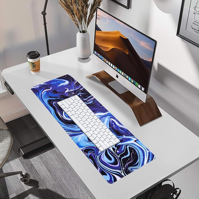 ALOANES Waterproof Mouse Pad with Durable Stitched Edge, Large Gaming Keyboard Pad, Non-Slip Rubber Base, Extended Desk pad for Gamer, Office & Home, Fluid Mousepad 31.5''x 11.8''x 0.12''