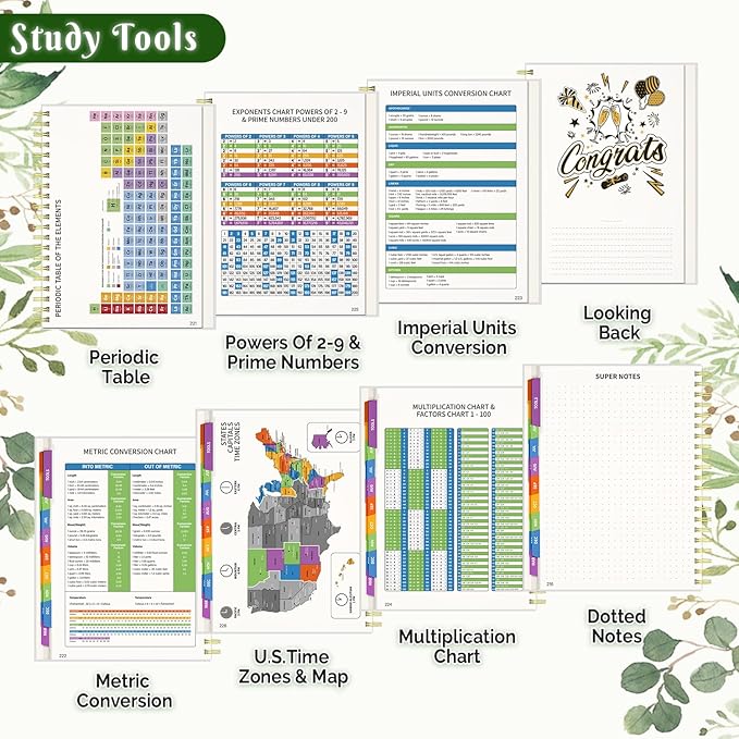 Jun 2025-Dec 2026 Academic Monthly Weekly Daily Planner for School, 19 Months Calendar 25-26 Planning Book with Colorful Tabs, 8.5" x 11" Mid Year College Organizer for Student Teacher (Greenery)