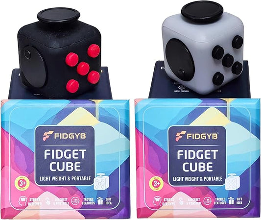 2PCS Cube Fidget Stress Relief Toy for Adults & Kids, Smooth, Quiet Sensory Toy for Anxiety, Focus & ADHD Idea[BR+LGB][2PCS]