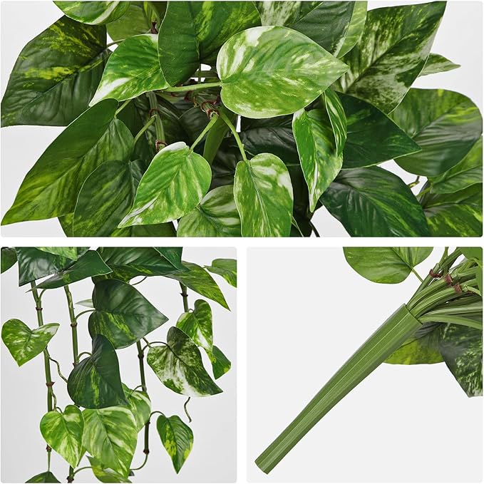 Hollyone Artificial Pothos Hanging Plants 25" Fake Ivy Vine Faux Ivy Pothos Leaves Hanging Plant Greenery for Wall House Room Patio Indoor Outdoor Home Shelf Office Wedding Decor