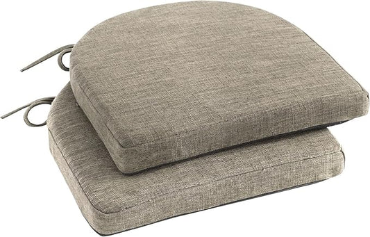 Chair Cushions for Dining Chairs with Ties and Removable Cover, Dining Kitchen Chair Pads with Non-Slip Bottom, High-Resilience Indoor Seat Cushions, 16'' x 16'' x 2'', Set of 2, Khaki