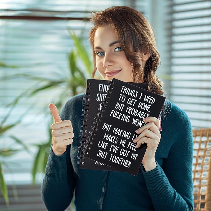 Lined Spiral Journal Notebook - 2Pcs To Do List Humorous Quote A5 Spiral Notebook Journal Black Hardcover Diary Lined Page Notepad Office Coworker College Ruled School Student Note Taking Gift