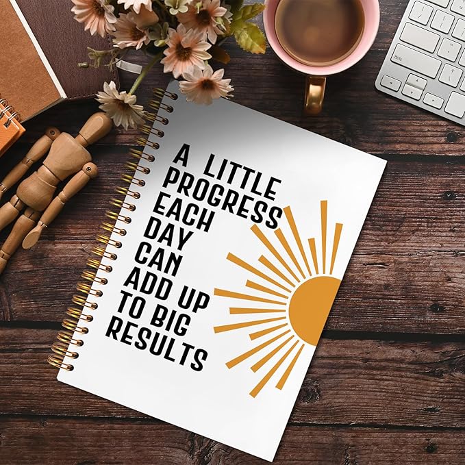Inspirational Mental Health Spiral Notebook 5.5x8.3, a Little Progress Each Day Can Add Up to Big Results Motivational Journal, Inspirational Mental Health Gifts for Women