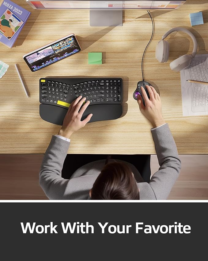 Nulea M509 Trackball Mouse Wired, Ergonomic Design, Easy Thumb Control, Precise & Smooth Tracking, 2-in-1 Interface (Type A &Type C), Compatible for PC, Laptop, Mac, Window(Purple).