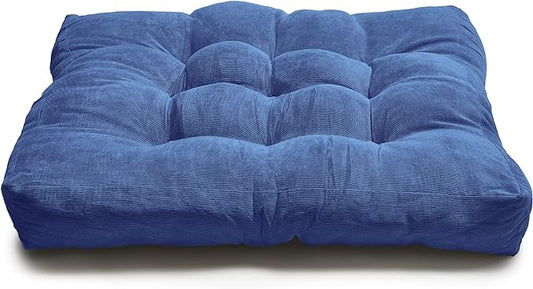 LANITI 24” Inch Extra Large Floor Cushions Tufted Floor Pillow for Adults Square Meditation Ultimate Comfort Oversized Pillows for Floor Cushion (Aqua)