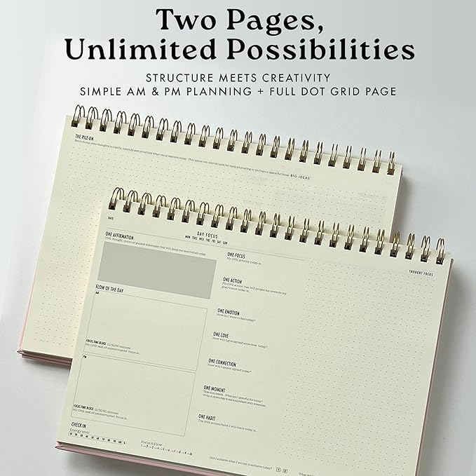 One Focus Notepad Daily Desk Planner for ADHD, Goal Setting, Mindfulness & Time Management – Undated, Compact Planner for Focus, Anxiety Relief & Neurodivergent Adults, A4 size