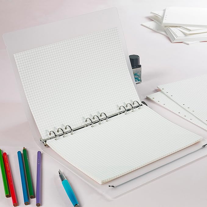 90 Sheets Planner Refill Paper 5mm Squared Inserts Paper B5 9 Holes Binder Grid Notepaper for Filofax Bullet Journals Diary (7.09x10.04 inch)