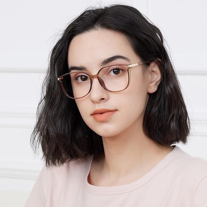 GUDVUE Oversized Blue Light Glasses, Computer Reading/Gaming/Phones Glasses, Anti Glare/UV400/Eye Strain, Large Square Frame