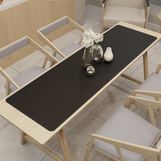 Vyaaa 66.9"x19.6" PU Leather & Cork Large Desk Mat (Black) - XXL Extended Mouse pad, Reversible Desk Protector, Non-Slip Computer Desk pad for Office, Gaming, Home