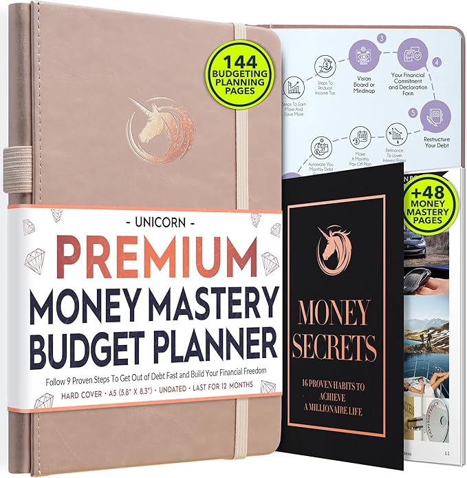 Financial Planner - Monthly Budget Planner & Monthly Bill Organizer | A 12-Month Journey to Financial Freedom | Bill Payment Tracker Organizer, Debt, Expense Tracker & Money Saving with Pockets