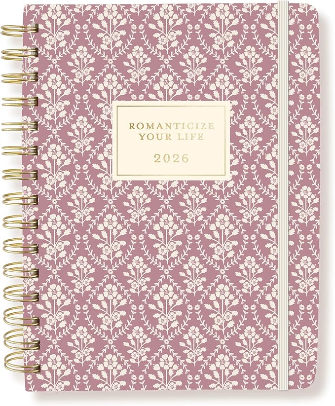 18 Month Planner/Calendar by Graphique, July 2025 – Dec. 2026 Romanticize Your Life Hardbound Spiral Planner, Monthly Tabs, Holidays, Reminder Stickers, 6” x 8”