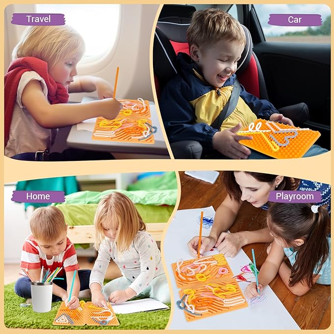 Sensory Activity Board, Four-Sided Silicone Sensory Fidget Toy, Promotes Parent-Child, Suitable for Autism, Calming, ADHD, Great for Children 3+ & Adultsand 25 (Light Orange)