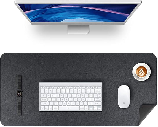 KINGFOM Desk Pad Office Desktop Protecter, PU Leather Desk Mat Blotters Organizer with Comfortable Writing Surface (31.4" x 15.7", Black)