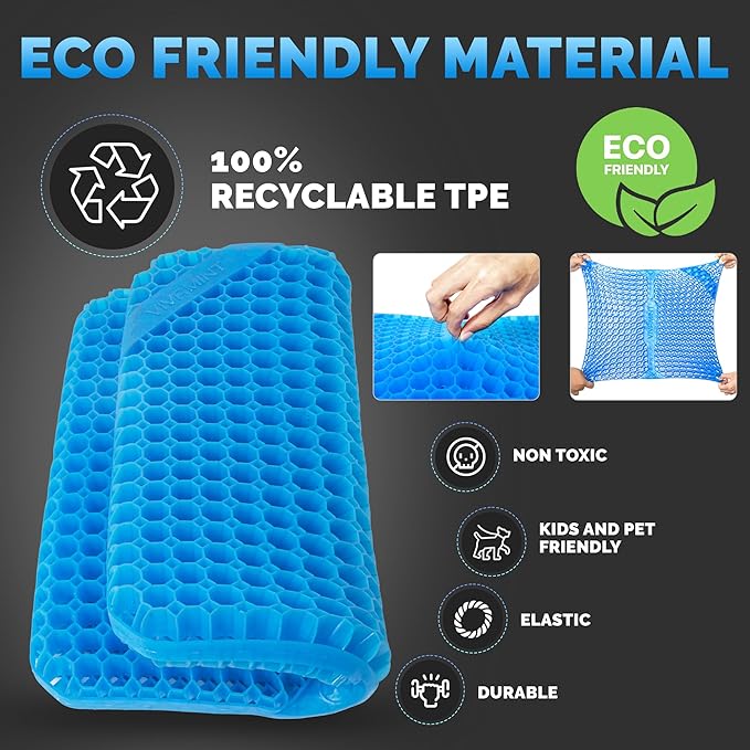 Gel Seat Cushions for Long Sitting- Extra Large & Ultra Thick(2 Inch) Orthopedic Chair Pad for Pressure Relief, Sciatica & Back Pain – Non-Slip, Cooling, Portable for Office, Car, Truck, Wheelchair