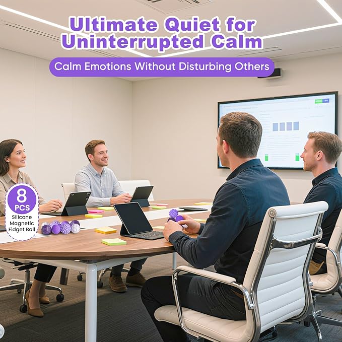 8 Pieces Fidget Toys Adults Magnetic Fidget Balls Silicone Magnetic Fidgets Anxiety Relief Items for Anxiety ADHD Portable Desk Toys for Office Travel Home Party Gift Class Prizes(Purple, 8)